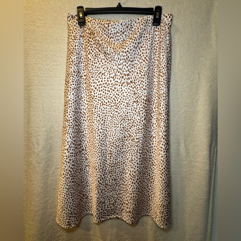 J. Crew Brown and Cream A-Line midi Skirt